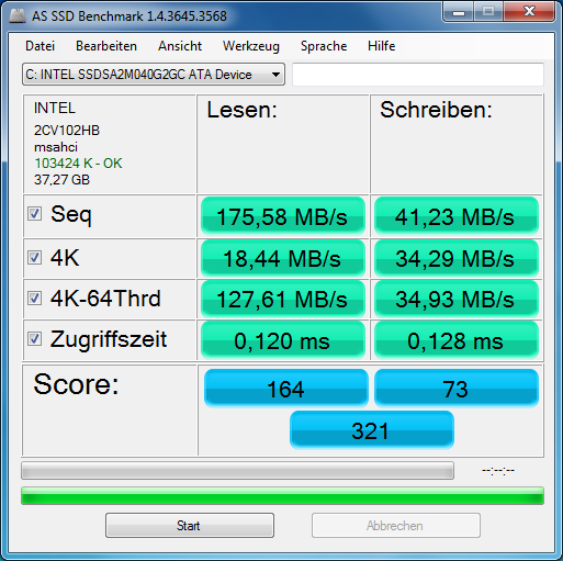 AS SSD Benchmark von der X25-V